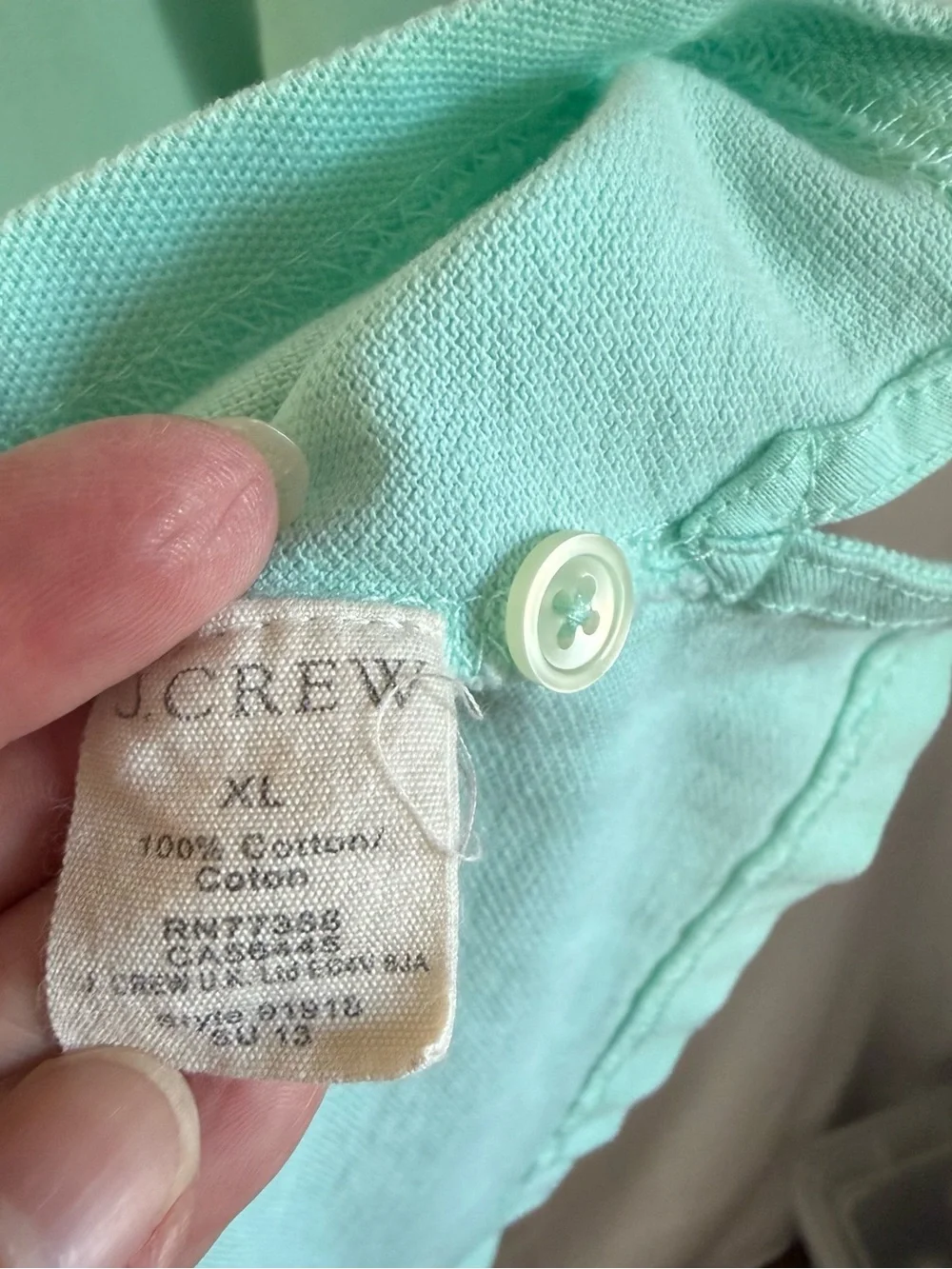 J. Crew Men's Seafoam Green Short-Sleeve Polo